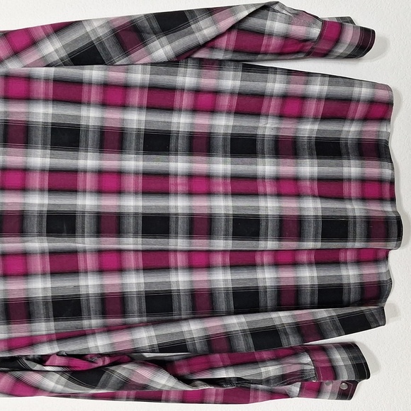 Panhandle Slim Black Gray Purple Plaid Pearl Snap Western Button Down Shirt Sz.L - Picture 9 of 14